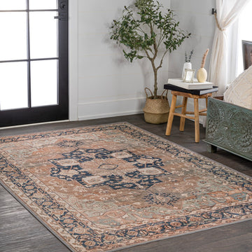 Maris Ornate Medallion Washable Area Rug